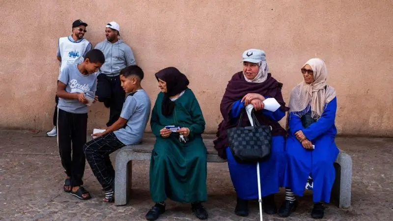 Moroccan voters at a parliamentary election polling station as Morocco prepares for the 2030 FIFA World Cup