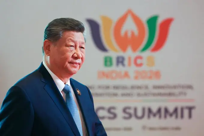 Xi Jinping at BRICS summit in New Delhi discussing open-source AI, trade and international cooperation