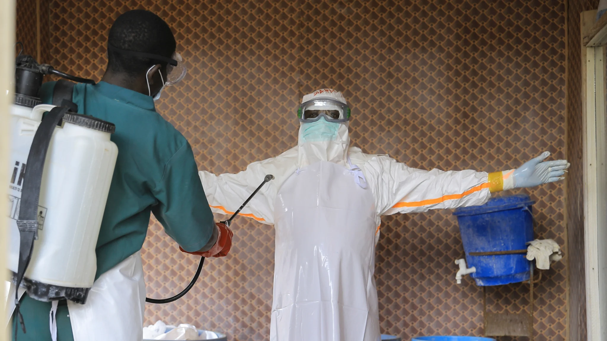 Ebola outbreak in the Democratic Republic of the Congo, health workers in protective equipment and efforts to contain the virus.