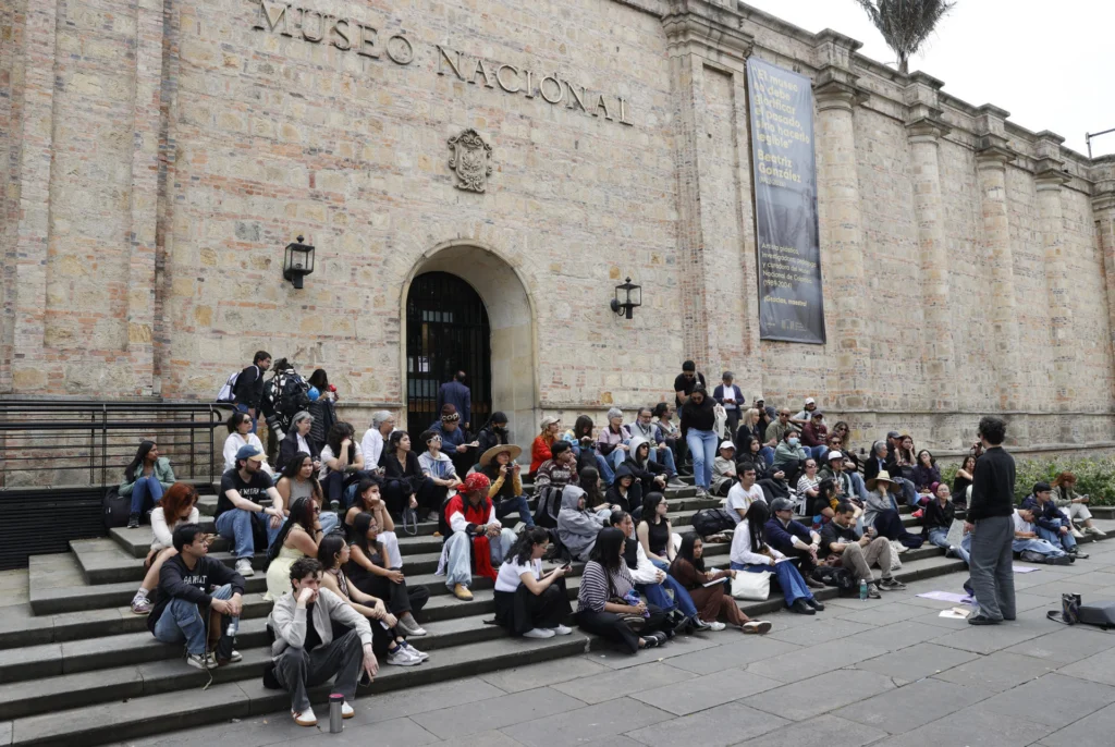 Colombia’s National Museum in Bogotá amid protests over artworks removed from exhibitions on historical memory, feminism and LGBTQ+ rights.