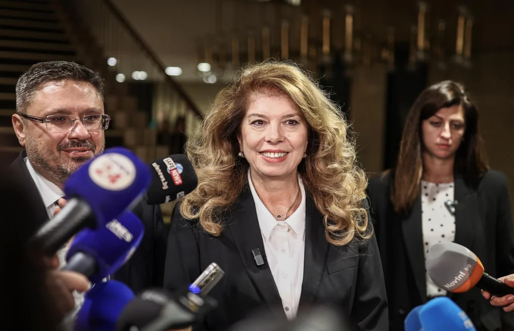 Bulgarian President Iliana Iotova during the first round of Bulgaria's presidential election.