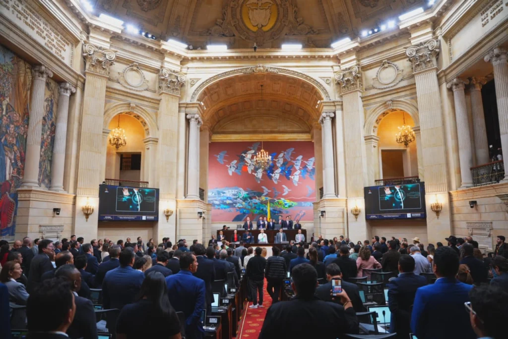 Colombian Senator Esmeralda Hernández raises concerns over Article 65 of the 2027 national budget bill.
